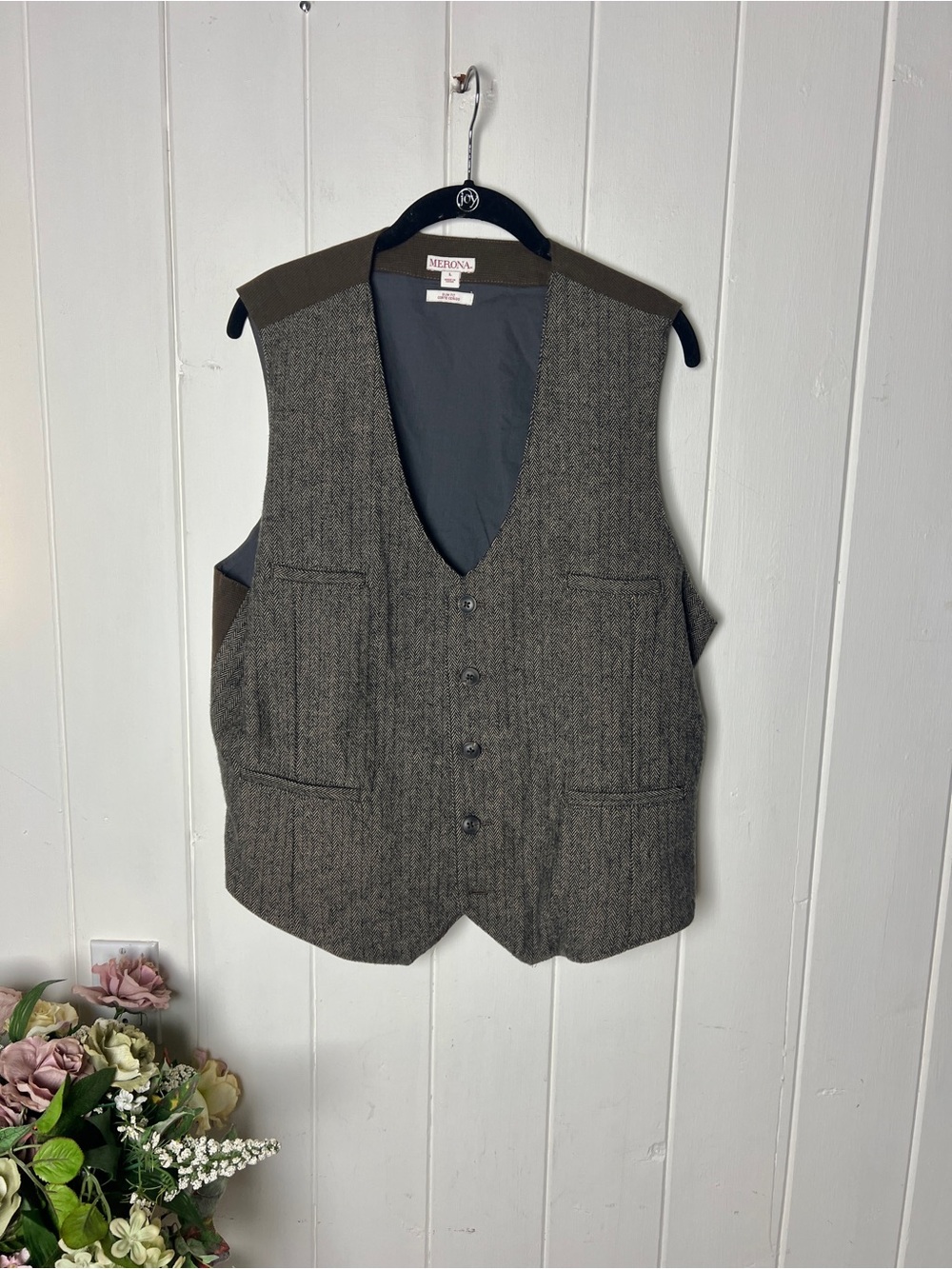 Vintage Y2K Button Up Tweed Vest - fully lined